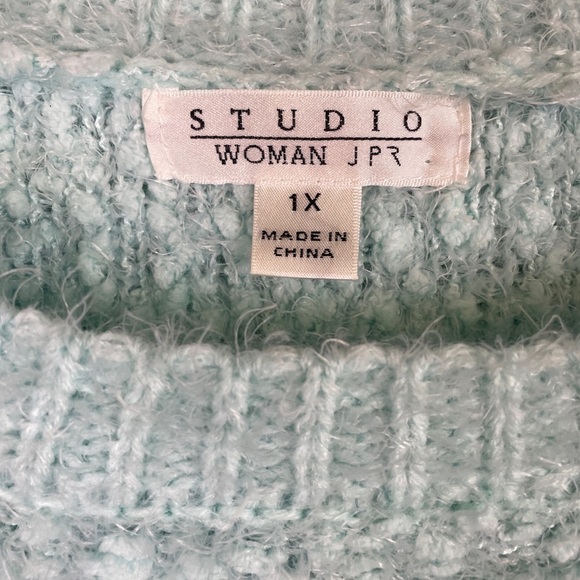 STUDIO Woman JPR Super Soft Oversized Sweater Seafoam Green/Blue Women's 1XL - Picture 3 of 5